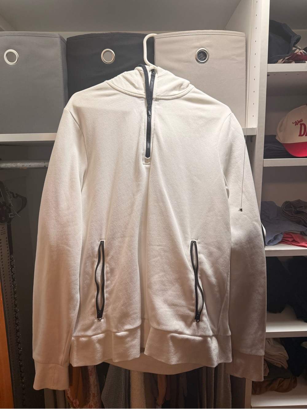 Old Navy white Half-Zip Hoodie with Black Trim